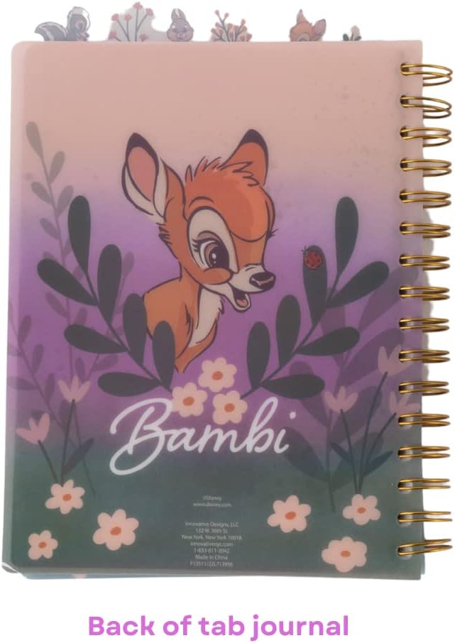 Innovative Designs Disney Bambi Tab Journal Notebook, Spiral Bound, 144 Lined Pages, 8 x 7