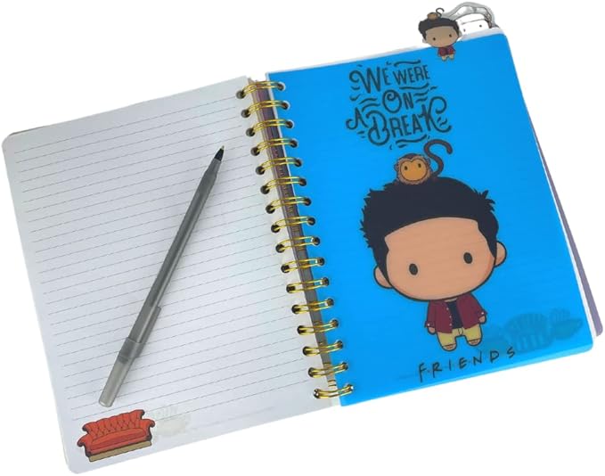 Innovative Designs Friends Tab Journal Notebook, Spiral Bound, 144 Lined Pages, 8 x 7 inches, Blue