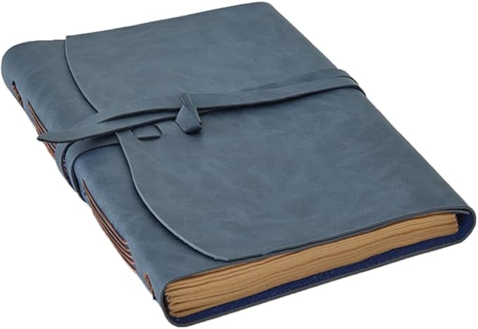 Leather Journal Notebook, 8x10 Inches Large Size, Genuine Leather Journals for Writing, Vintage Journal For Men and Women, Artist,Travel Journal,Navy Blue