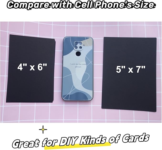 Baisunt 50 Pack 4x6 Black Cardstock Paper Blank Thick Heavyweight 92lb Card Stock for Making Greeting Cards, Invitations cards, Photos, Postcards