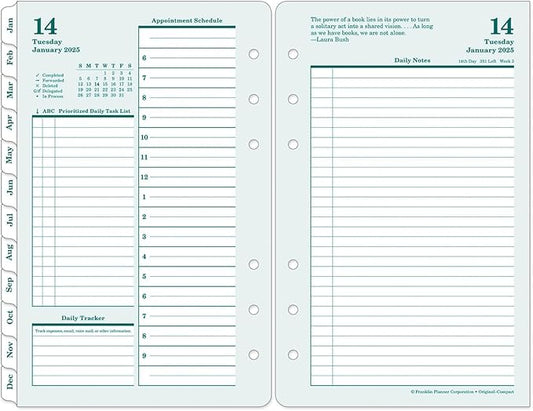 FranklinCovey - Original Two Page Per Day Ring-Bound Planner (Compact, Jan 2025 - Dec 2025)