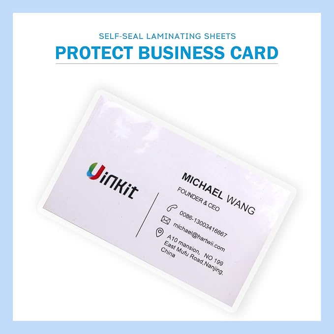 Uinkit Self Sealing Laminating Pouches Self Adhesive Laminating Sheets for Small Bussinesss Cards 2.6x3.9inches 50Pack 10Mil Thick Laminate Sheets Gloss Finish No Machine Need