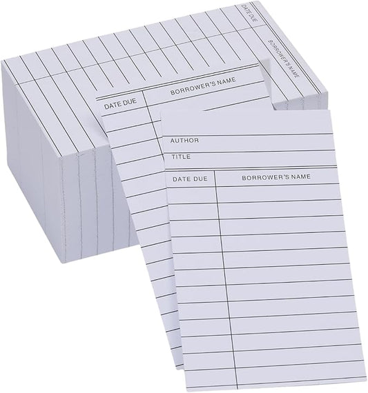 Library Cards, Checkout Catalog Book Card, Library Checkout Index Card, Due Date Notecard for Record Keeping (3x5 in,200 Count)