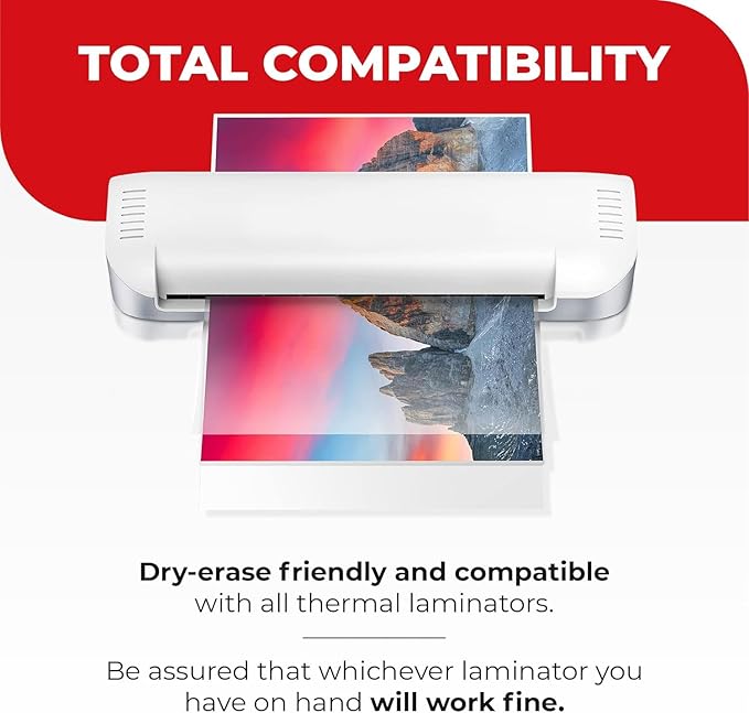 3MIL Thermal Laminating Pouches (200 Count) 9x11.5 inch Dry-Erase Friendly Sheets, Compatible with Laminators Crystal Clear Laminated Finish