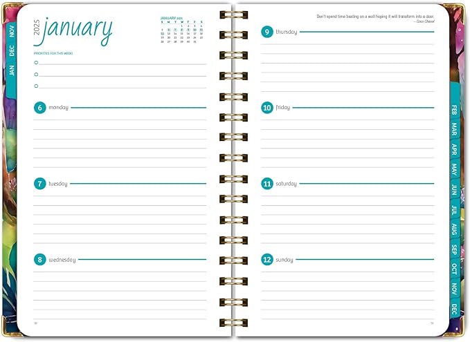 HARDCOVER 2025 Planner, 5.5"x8": 14 Months (November 2024 - December 2025), Daily Weekly Monthly Planner, Yearly Agenda, Bookmark, Pocket Folder and Sticky Note Set (Rainbow Trail)
