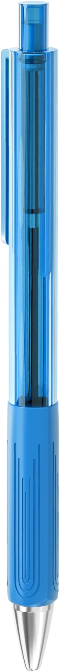 Writon Retractable Ballpoint Pens, Triangle Grip and Barrel, 1.0mm Medium Point, Light Blue Ink, 12 Pack