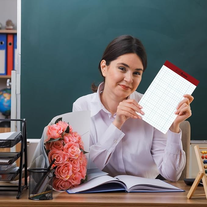 Grid Paper Pad 5x8 Inches – Graph Paper Pad 4x4, Grid Notepad, 3 Pack, 5x8 Graph Paper 1/4 Grid, Graphing Paper, Engineering Pad – 100 Sheets 200 Pages Perforated Pad for School, Home, & Office