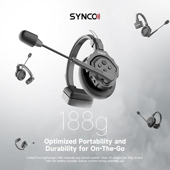 EACHSHOT SYNCO XTalk X2 2.4GHz Wireless Headset Intercom System Random Master Device 350m Operating Range for Movie Shoot Live Show Stage Performance Real-time Monitoring (2Pcs)