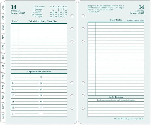 FranklinCovey - Original Two Page Per Day Ring-Bound Planner (Pocket, Jan 2025 - Dec 2025)