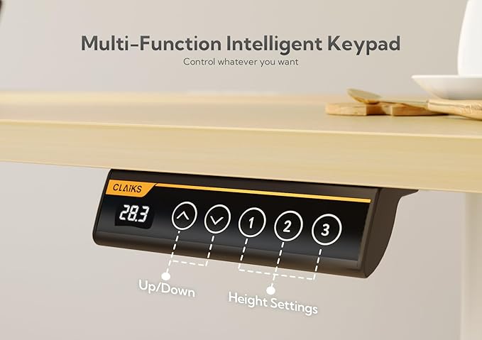 Electric Standing Desk, Adjustable Height Stand up Desk, 63x24 Inches Sit Stand Home Office Desk with Splice Board, White Frame/Nature Top