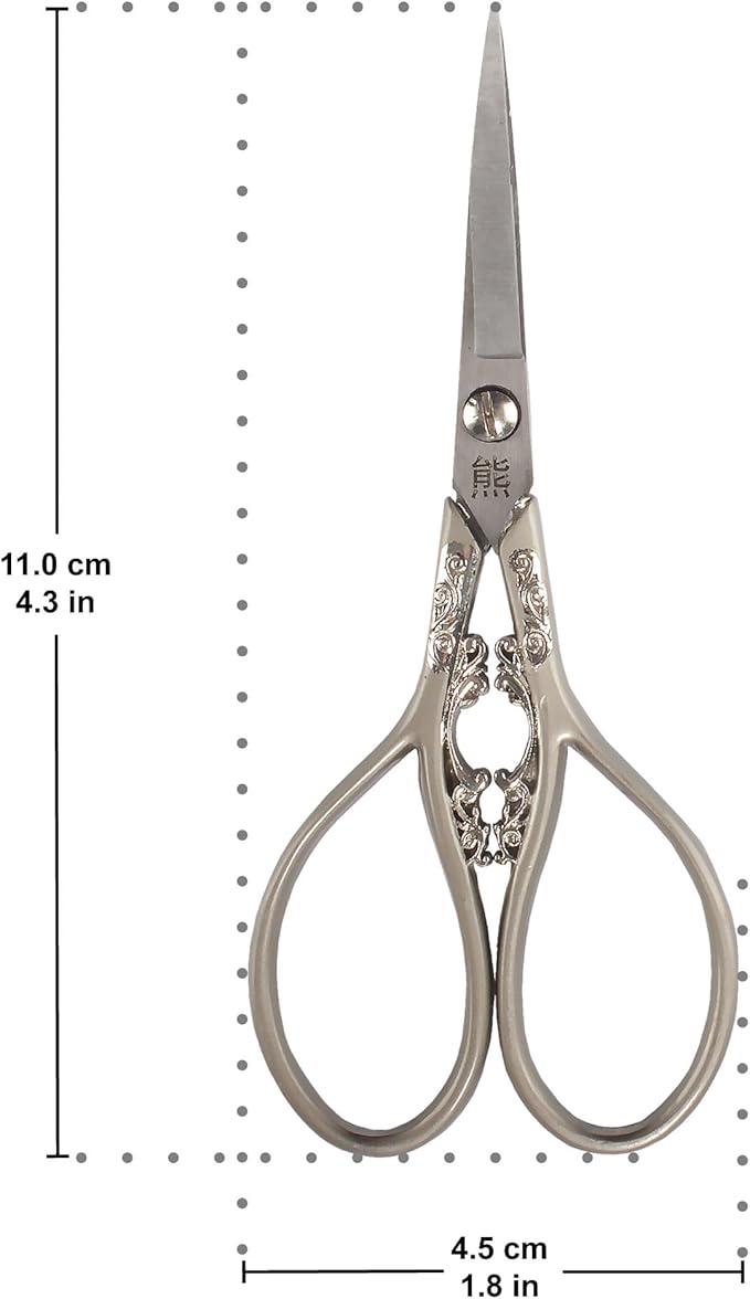 JubileeYarn Scrollwork Embroidery Craft Scissors - Brushed Nickel - 10 Scissors