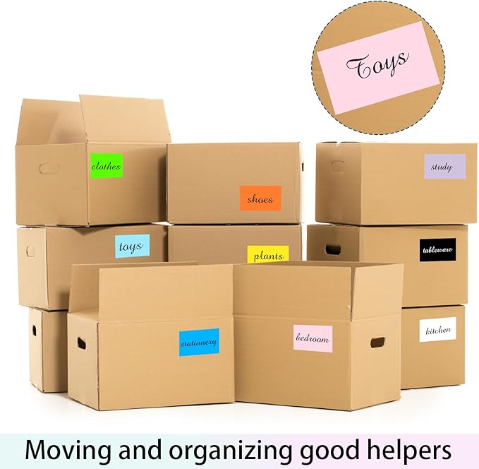 Colored Labels Stickers 3 x 5 Inch, Removable Rectangular Moving Labels, Large Color Coding Labels Moving Stickers- 200 Pack/Lake Blue