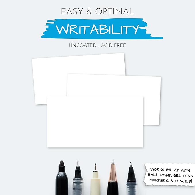 Home Advantage 5x8 Blank Index Cards - Our 50 Pack of Plain Index Cards Use Heavy Duty Cardstock to Make Them Bleed Proof - These Big Flash Cards Make Perfect Blank Note Cards & Blank Flashcards