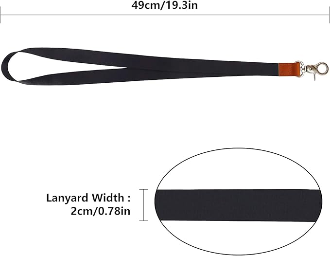 Long Neck Lanyard Leather Keychains with Metal Clasp, Sturdy Durable Women Men Id Badge Lanyard, Neck Lanyard Strap Ideal for Car Keys, Card Holder, Whistle, Keychain, Wallet