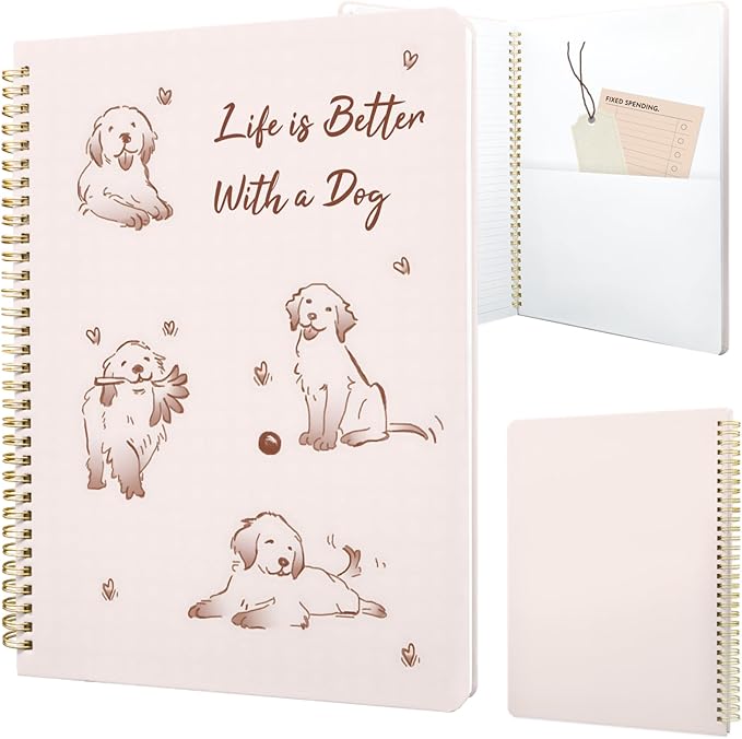 Cute Spiral Notebook journal A4 Aesthetic Pretty Design for Women Girls Kawaii with Pocket, 8.5 x 11 inch, Lined, Better Dog