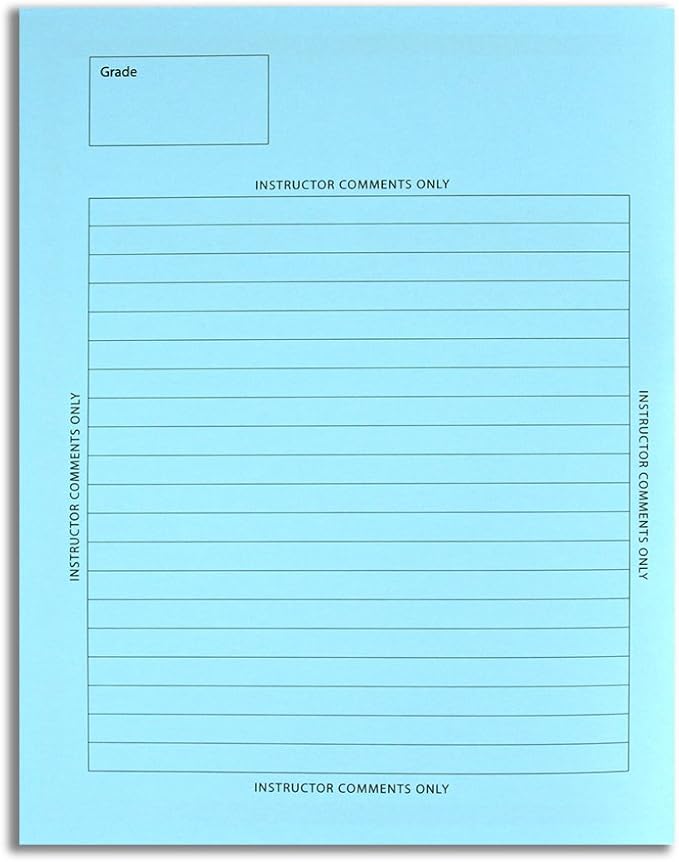 BookFactory Exam Blue Book/Blue Exam Book/Blue Test Book (Grid Format) 8 1/2" x 11" - 16 Numbered Pages (10 Pack) Saddle Stitched (LAB-016-7GSS (Exam Book) 10 Pack)