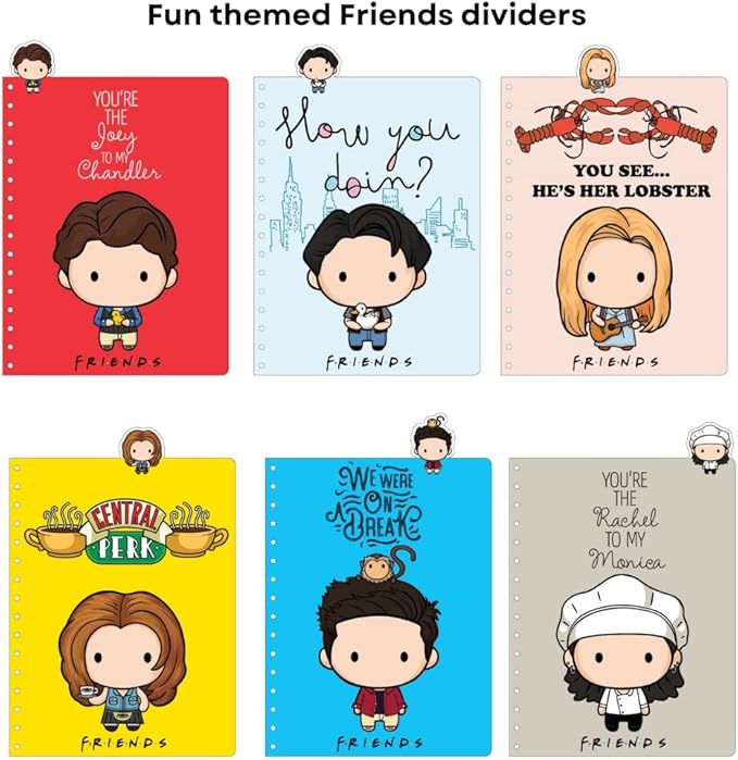 Innovative Designs Friends Tab Journal Notebook, Spiral Bound, 144 Lined Pages, 8 x 7 inches, Blue