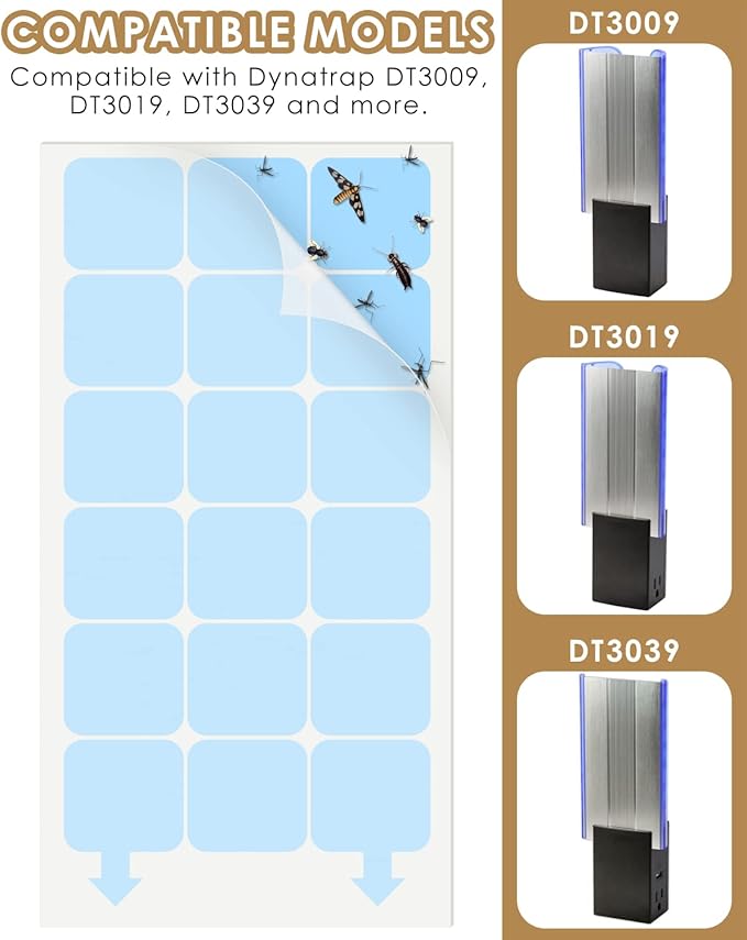 TINDTOP 80 Pack Replacement Glue Boards for Dynatrap DT3009, Indoor Glue Boards Refill Sticky Cards for Dynatrap DT3009 DT3019 DT3039