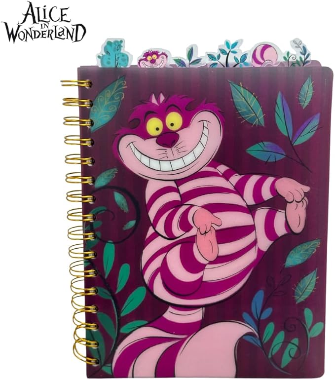 Innovative Designs Disney Alice in Wonderland Cheshire Cat Journal Notebook, Spiral Bound, 144 Lined Pages, 8 x 7 inches