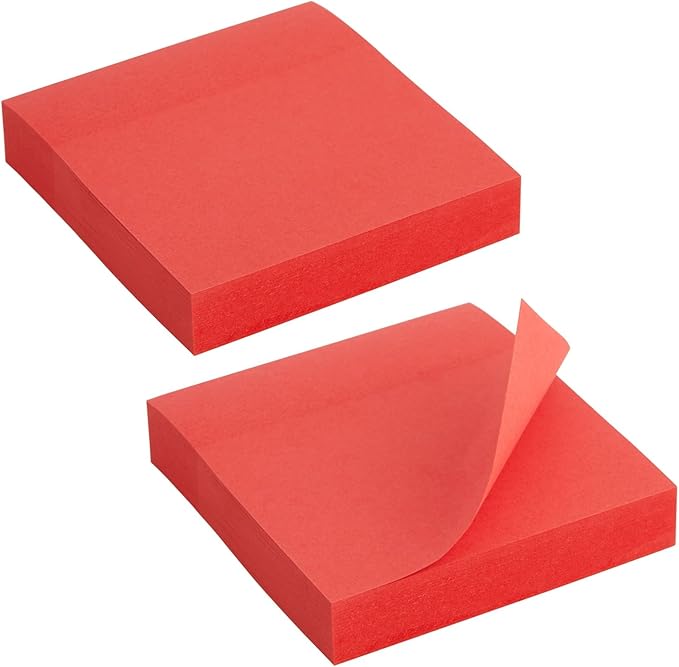 Juvale 8 Pack Bright Red Sticky Notes 3x3 Inch Self-Stick Note Pads for Home, Office Supplies (100 Sheets Per Pad)