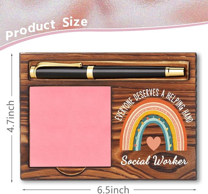 Social Worker Sticky Note Holder, Social Worker Appreciation Gifts, Thank You Gifts for Social Worker, Social Worker Office Decor Self-Stick Note Pad Holders YB382