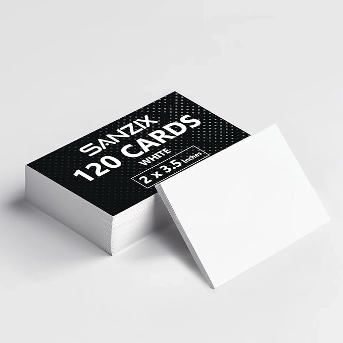 Sanzix 120 Pack Printable Blank Business Cards 2" x 3.5" White Heavyweight Cardstock 80 Lbs 220 GSM