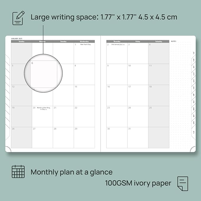 POPRUN Planner 2024-2025, [Large 8.5'' x 10.5'' Hard Cover] Academic Calendar (July 24-June 25) Daily Weekly and Monthly Appointment Book with Hourly Time Slots, Monthly Tabs, 100 GSM - Light Yellow
