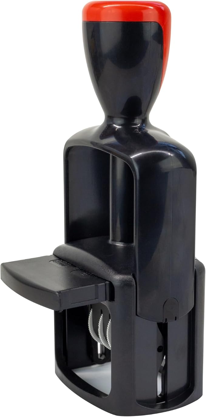 Self-Inking Rubber Date Office Stamp with Approved Phrase - Black Ink - 12-Year Band