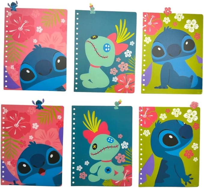 Innovative Designs Disney Stitch Tab Journal Notebook Ohana Spiral Bound, 144 Lined Pages, 8 x 7 inches, Blue