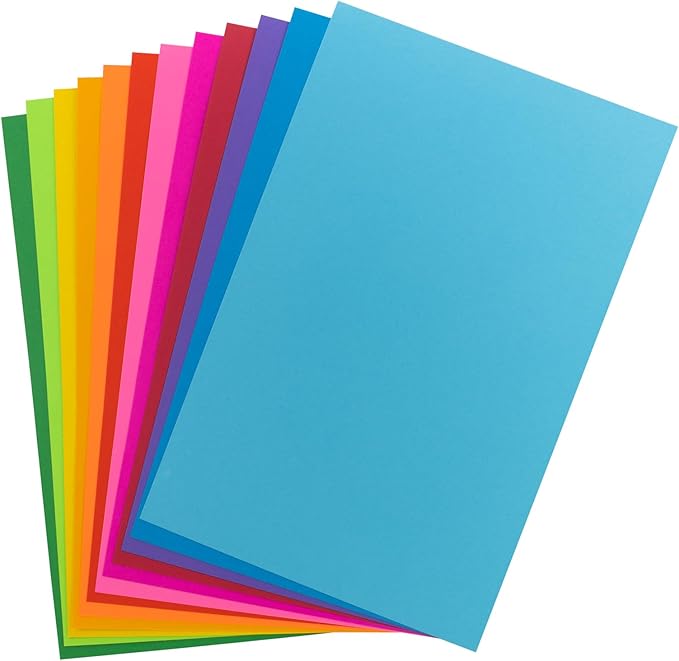 Hygloss Products Assorted Bright Colored Paper - 24 lb, 89 GSM, Acid-Free, Fade-Resistant, 11x17-Inch Ledger Size Color Copy Paper, 96 Sheets, 12 Colors