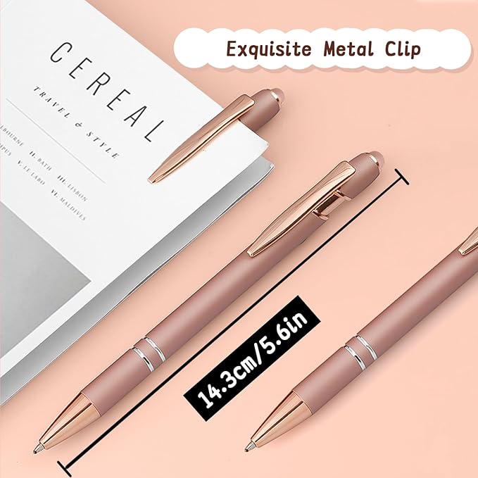 Stylus Pens for Touch Screens, 6 Pack Rose Gold Inspirational Pens, 1.0mm Medium Point BallPoint Pens, Cute Pens Nurse Gifts Office Supplies for Women (Motivational, 6 Pcs Rose Gold)