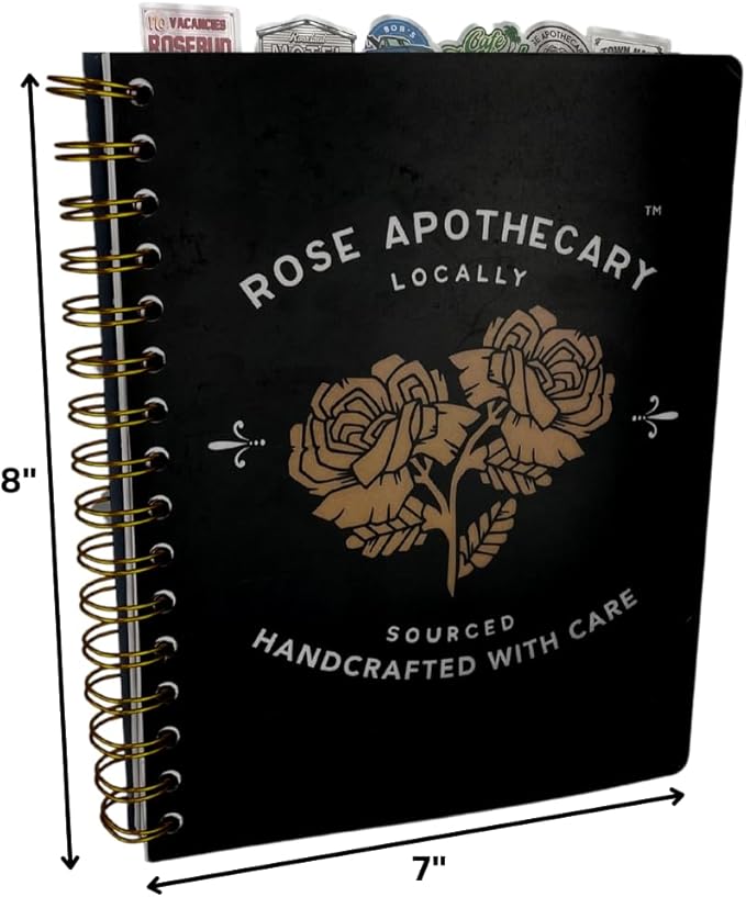 Innovative Designs Schitt’s Creek Tab Journal Notebook - Rose Apothecary, Spiral Bound, 144 Lined Pages, 8 x 7 inches