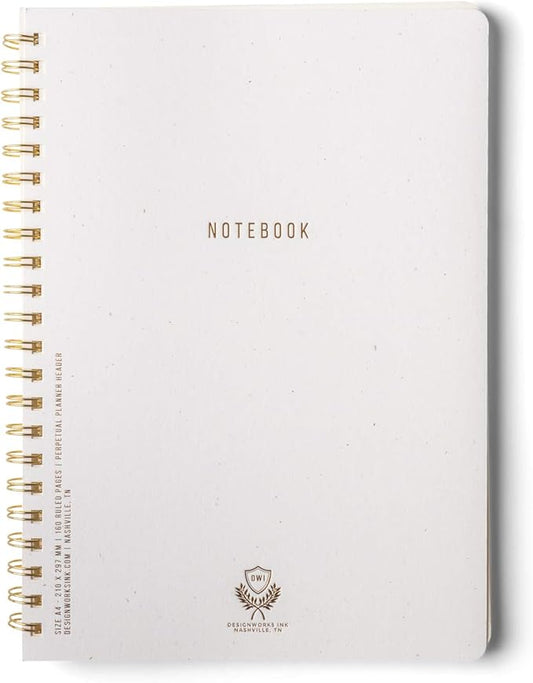 DesignWorks Ink 8.25" x 11.6" Speckled Ivory White Textured Paper Twin Wire Spiral No. 1 Notebook Journal with 160 Lined Pages for Work, Writing, Journaling