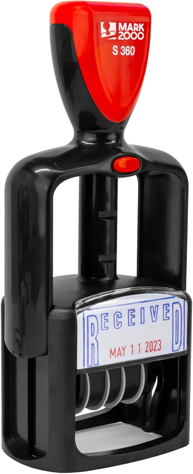 Self-Inking Rubber Date Office Stamp with Faxed Phrase - Blue Ink & Date Red Ink - 12-Year Band