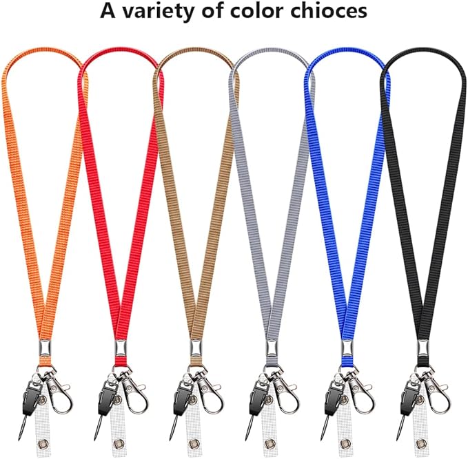 3 Pack Neck Lanyard with ID Badge Holder, Office Strap Lanyards, Stainless Metal Swivel Hook for Name Tag, Badge Holders, Keychains, Card, Orange