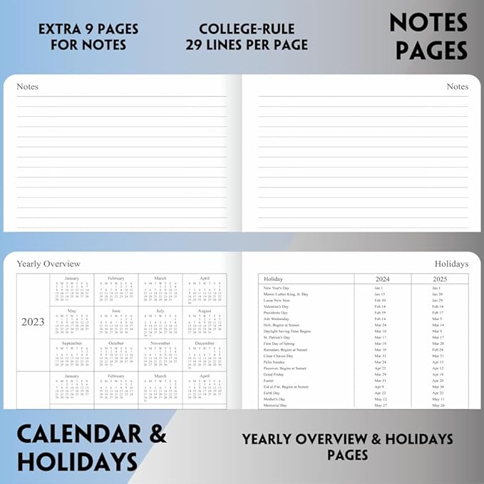 2025 Planner - Weekly and Monthly Planner Jan to Dec 2025, Vegan Leather Cover, Elastic Closure, 7”x9.25”, Teal