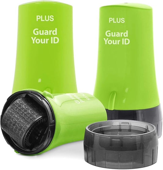 Protect Your Identity with Guard Your ID Stamp Roller - Advanced Confidential Security Tool for Personal Document Guard and Data Safeguard (Regular 3-Pack, Green)