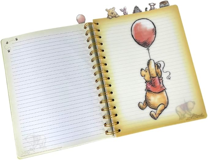 Innovative Designs Disney Winnie the Pooh Tab Journal Notebook, Spiral Bound, 144 Lined Pages, 8 x 7 inches