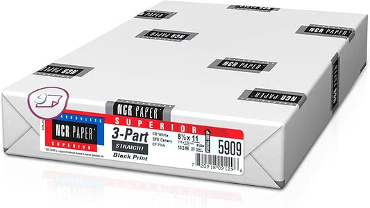 NextDayLabels - Superior Carbon-less NCR, Pre Collated Paper, 500 Sheets Per Pack (8-1/2" x 11" 3 Part Straight, #5909)