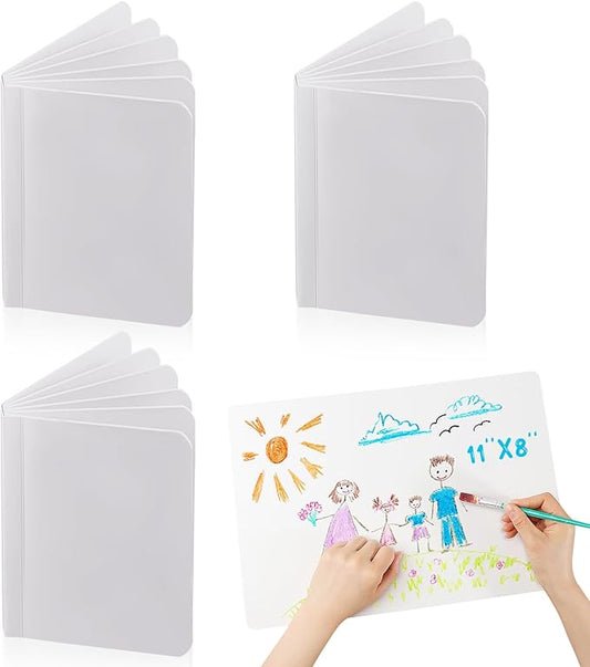 Gueevin 4 Pcs Hardcover Blank Board Book for Kids Chunky Thick Pages Book for Students Adults Sketching Drawing Writing School Office (8 x 11 Inch)
