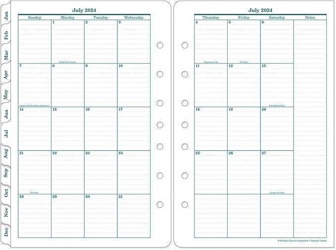 FranklinCovey - Original Two Page Per Day Ring-Bound Planner (Classic, Jul 2024 - Jun 2025)