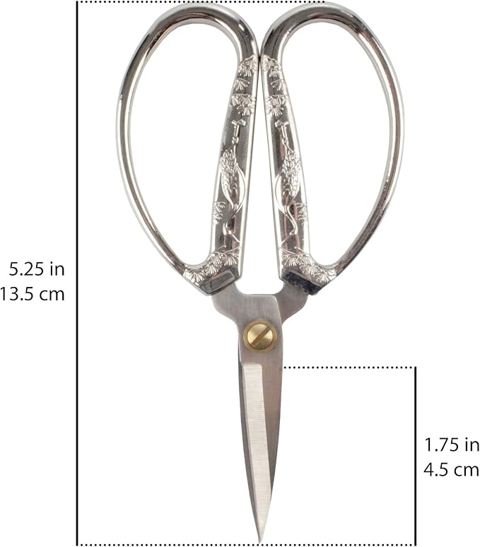JubileeYarn Crane Motif Small Embroidery Craft Scissors - Brushed Nickel - 1 Scissor