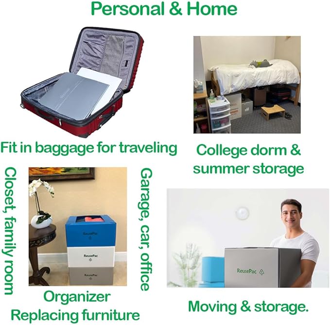 Reusable Foldable Box Corrugated PP Lightweight, Storage Moving, Heavy Duty Stackable, Tape Free Self-Locking Lid, Handles for Business Home In/Outdoors X-Large (nWhite, 24x16x12 in)