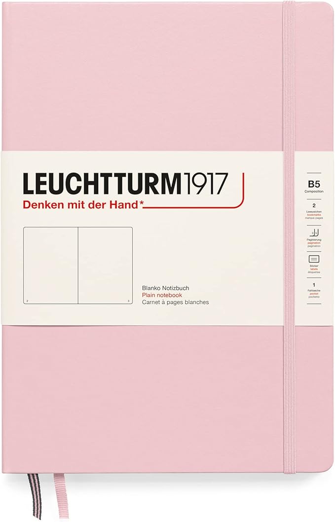 LEUCHTTURM1917 - Notebook Hardcover Composition B5-219 Numbered Pages for Writing and Journaling (Powder, Plain)