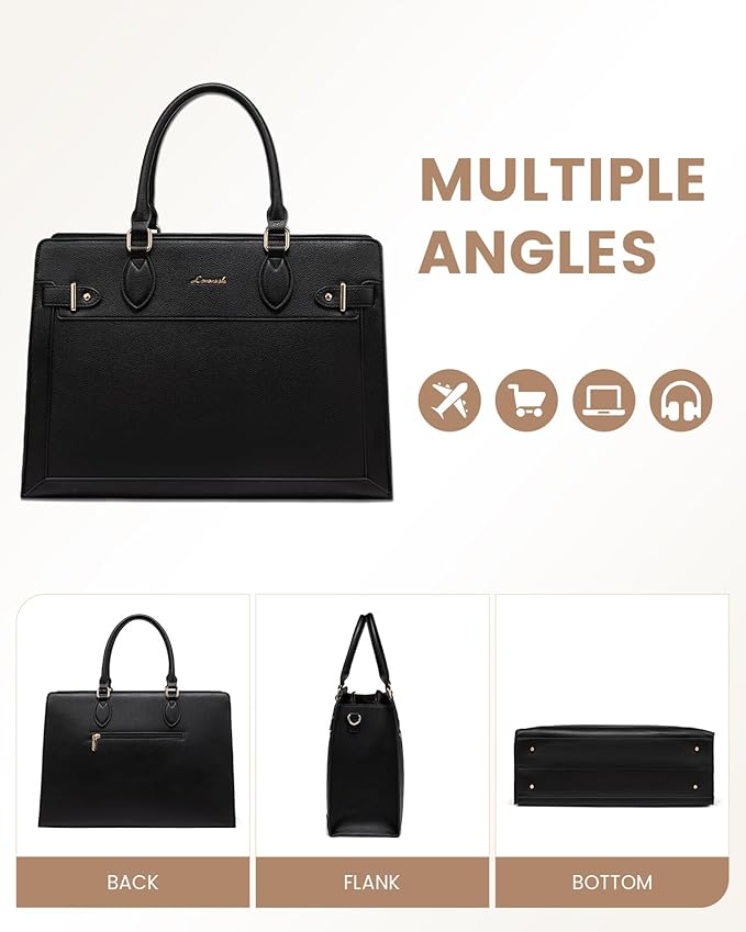 LOVEVOOK Laptop Bag for Women, 15.6 Inch Large PU Leather Tote Bag, Professional Teacher Work Bag, Waterproof Business Computer Briefcase, Shoulder Tote Purse for Office