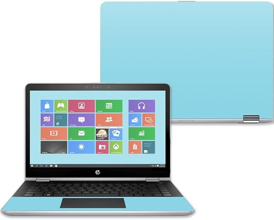 MightySkins Skin Compatible with HP Pavilion x360 15" (2017) - Solid Baby Blue | Protective, Durable, and Unique Vinyl Decal wrap Cover | Easy to Apply, Remove, and Change Styles | Made in The USA