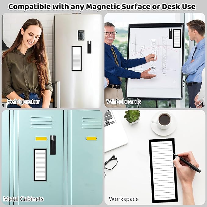 4 Pack Magnetic Note Pad for Fridge with Pen Holder, Totally 200 Sheets Magnetic To Do List, Shopping List, Grocery List, Memo Pads for Refrigerator（Black Border）