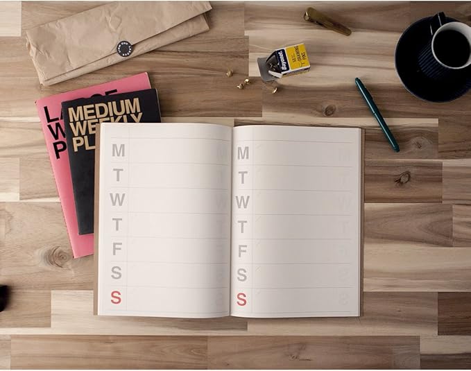 JSTORY Big Personal Wide Spaces Weekly Planner 28 Sheets Black