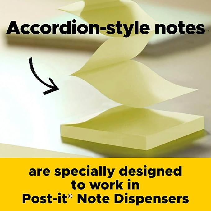 3M R335YW Post-It Lined Pop-Up Notes, 3 x 3, Yellow, 100 Sheet Pad, 6/Pack