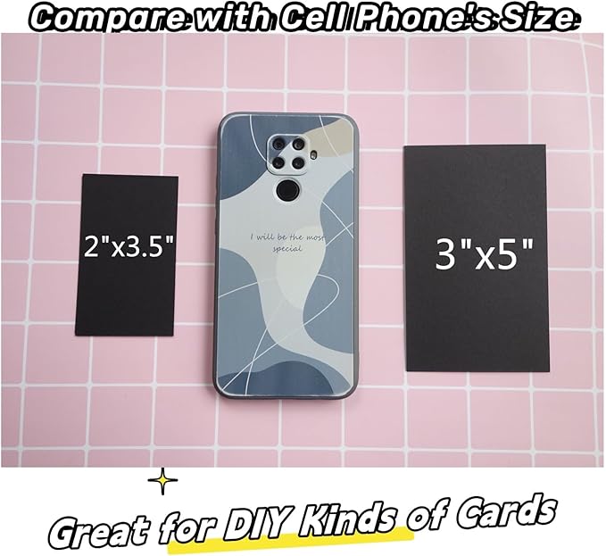 Baisunt 50 Pack 2x3.5 Black Cardstock Paper Blank Thick Heavyweight 92lb Card Stock Index Cards Note Card for Organization, Office, School